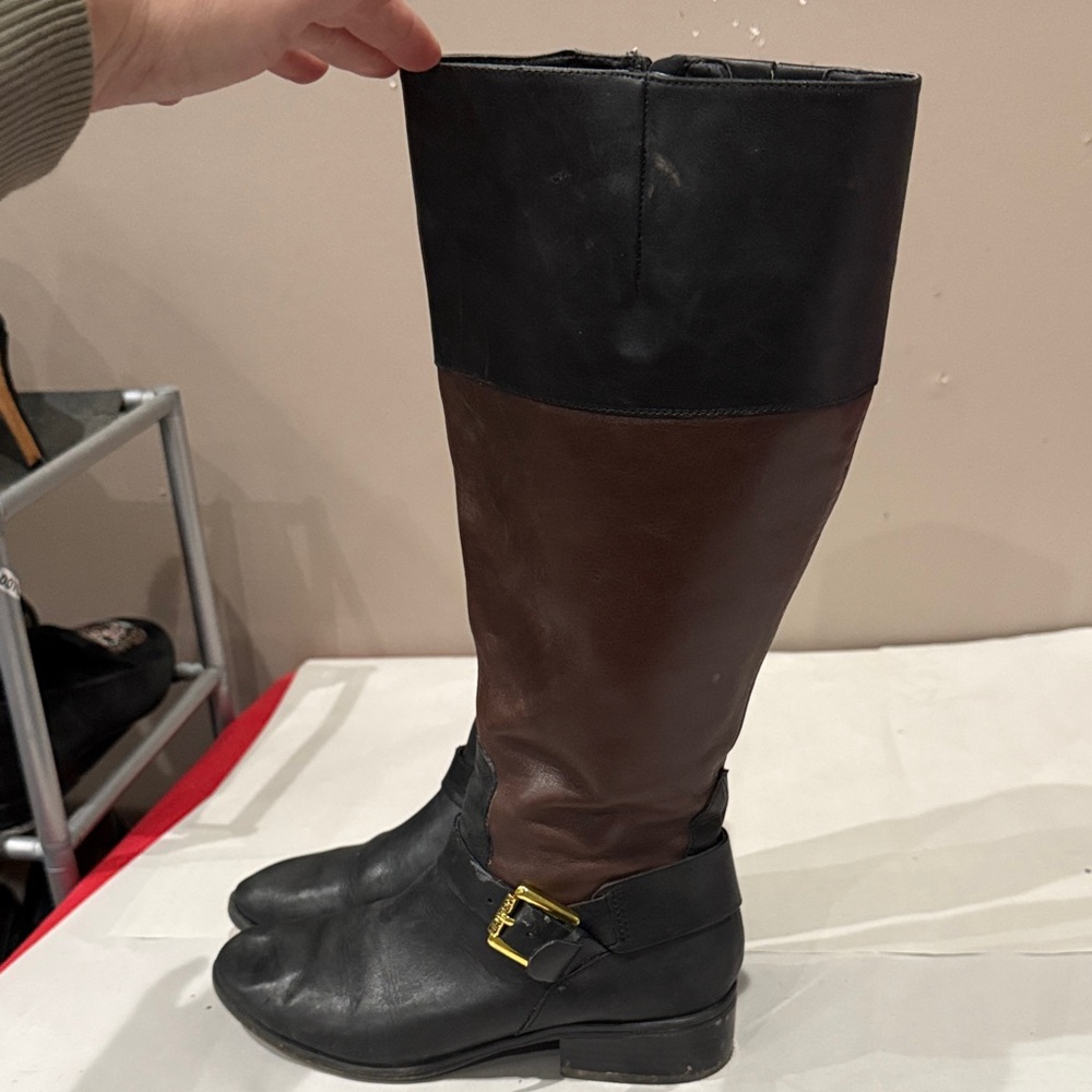 Lauren Ralph Lauren Black and Brown Over the Knee Boots - Picture 4 of 8